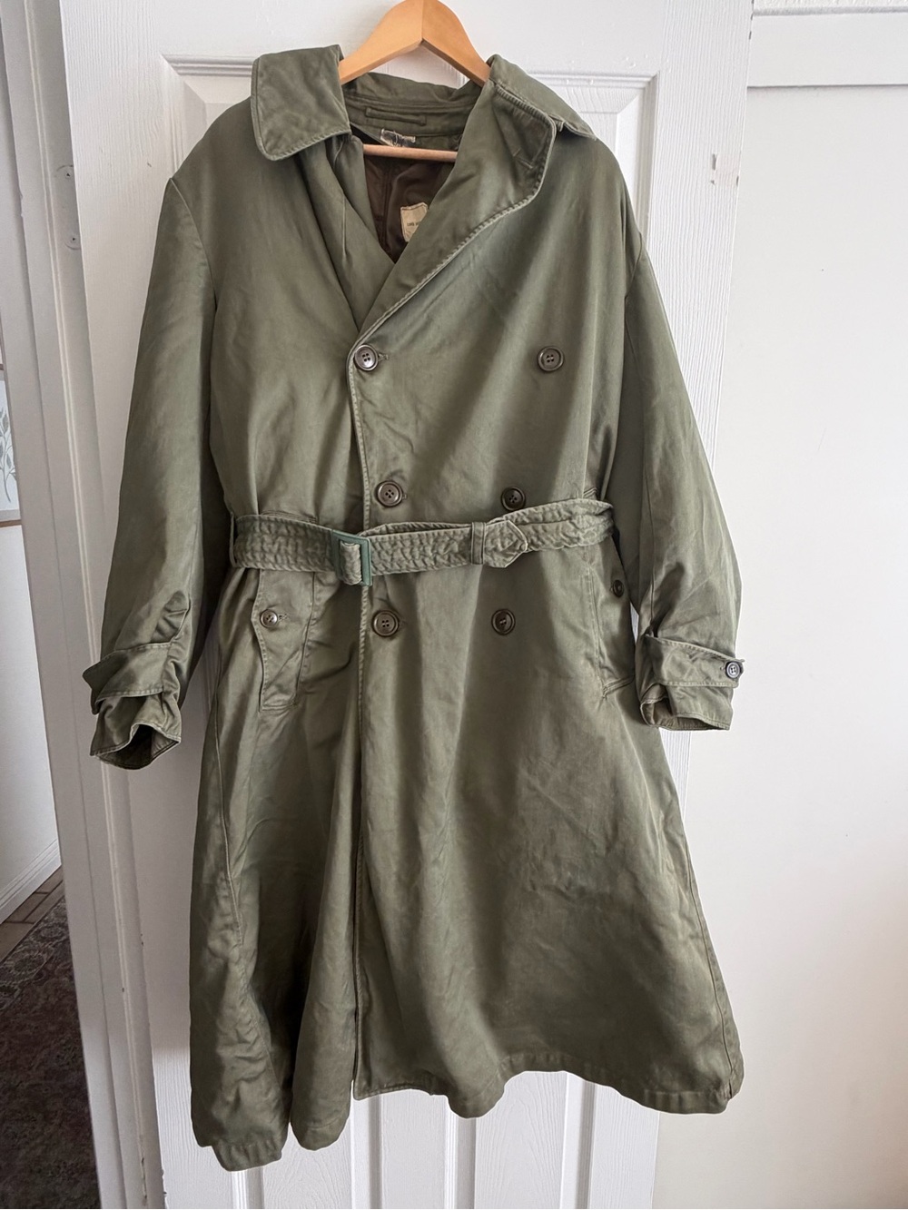 Military Olive Green Men's Trench Coat